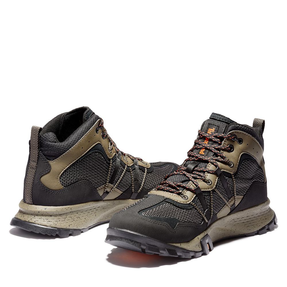 Botas de Caminhada Masculino - Timberland Garrison Trail Impermeavel Mid - NTKEA4163 - Pretas/Marrom